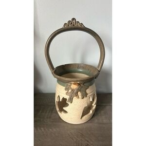 Ceramic leaf candle holder‎ with handle 13" x 7" x 6.5"